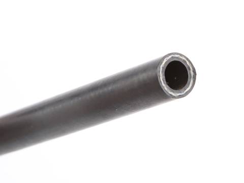 A piece of SAE 100R6 hydraulic hose with one-braid fiber reinforcement on white background.