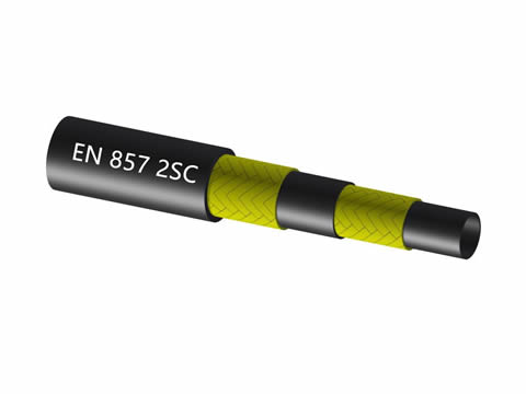 Чертеж гидравлического шланга EN 857 2SC с двумя оплетенными высокопрочными стальными проводами.