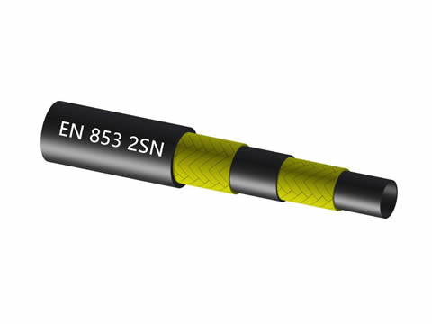 Чертеж гидравлического шланга EN 853 2SN с двумя оплетенными высокопрочными стальными проводами.