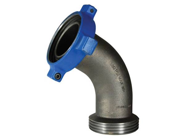 A picture of flange x male hammer union 45° elbow adapter