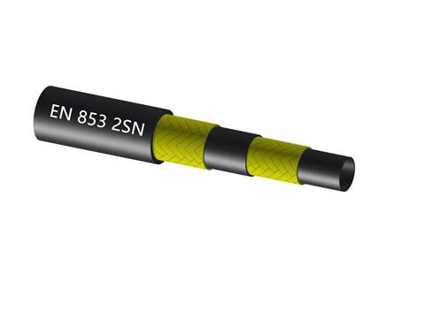 Чертеж гидравлического шланга высокого давления EN 853 2SN с двумя оплетенными высокопрочными стальными проводами.